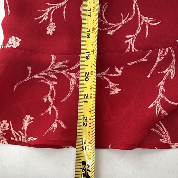 Jones Wear Floral Red A-Line Skirt Ruffle Hem Size 12 Knee-Length Tulip Flounce - Picture 4 of 12